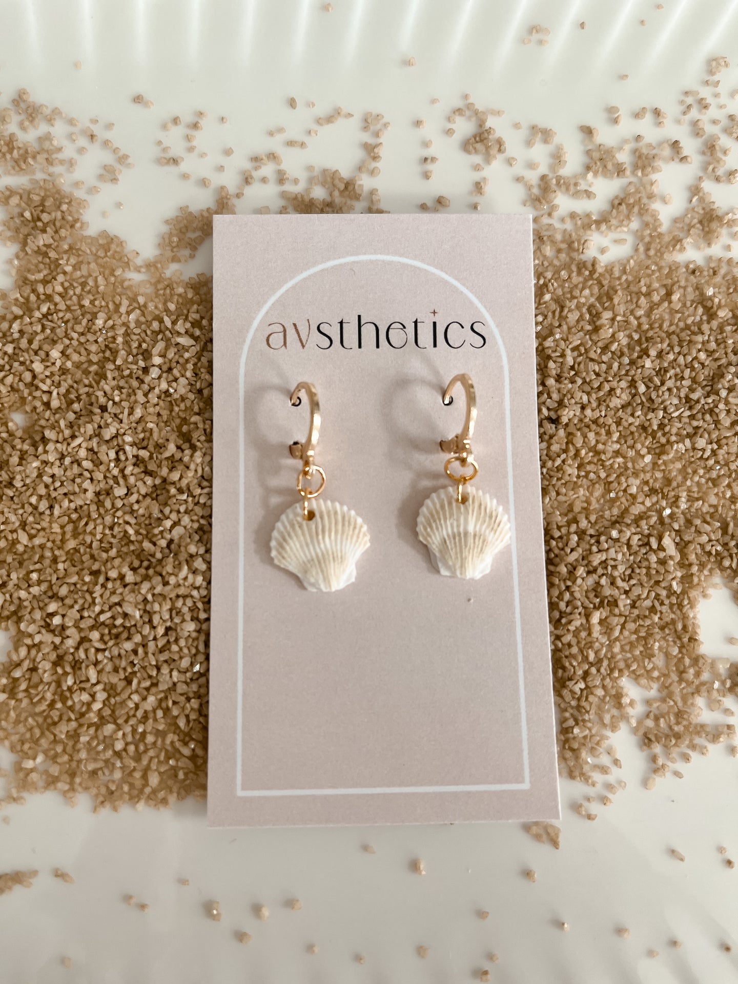 Small Shell Huggy Hoops - Hand-Painted